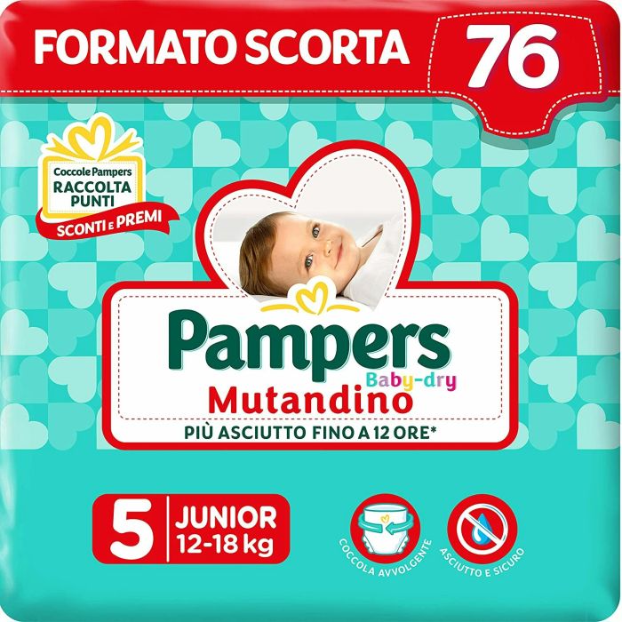 Pampers 76 Pannolini Baby-Dry Mutandino Taglia 5