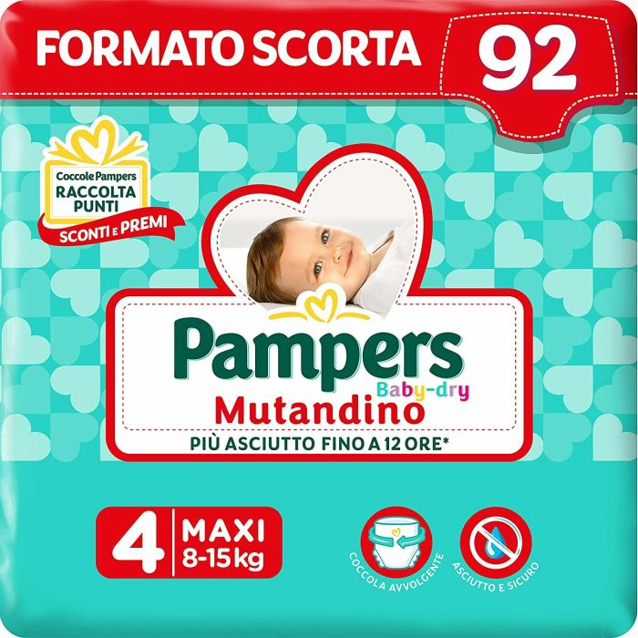 Pampers 92 Pannolini Baby-Dry Mutandino Taglia 4