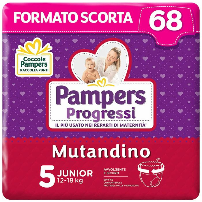 Pampers Progressi Mutandino Junior 68 Pannolini Taglia 5 (12-18Kg)