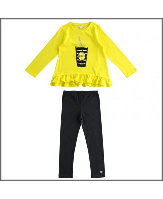 Completo Maxi Maglia E Leggings Lungo Bambina Cotone Leggero Dodipetto Articolo J237