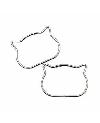 Tre Sfere Set 2 Pezzi Manici Metallo Gatto 11x8 Cm Per Borse