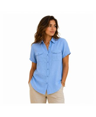 Tipos Lino Camicia Puro Lino Mezza Manica Donna