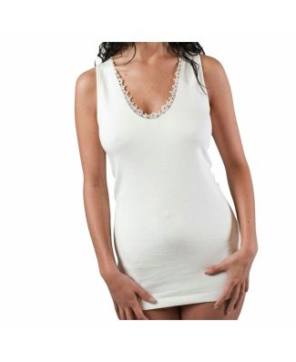 FDB 301 Canotta Pizzo Macrame Cotone Felpato Interlock Donna