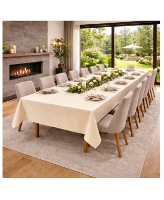 LovelyHome Tovaglia Queen 16 Posti Antimacchia 140x300 Jacquard Idrorepellente