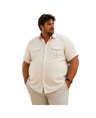 Tipos Camicia in Lino Manica Corta Taglie Forti Made In Italy Uomo