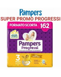 Pampers Pannolini Progressi dalla Taglia 3 alla 5 Super Assorbente Soffice con Indicatore di Bagnato Promo