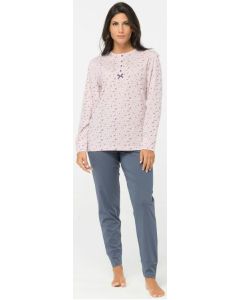 Karel Pigiama Donna Taglie Forti Lungo 100% Cotone Leggero