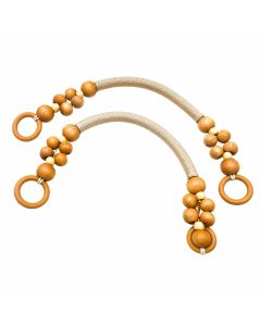 Tre Sfere Set 2 Pezzi Manici In Legno Lunghi 47 Cm Per Borse