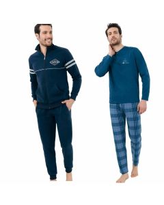 Il Granchio Pigiama 4004 in Puro Caldo Cotone Interlock Modello Morbido Caldo Uomo