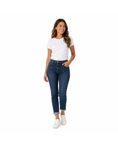 Iber Brenda Jeans Denim Super Stretch Slim Con Risvolto Donna