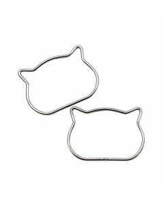 Tre Sfere Set 2 Pezzi Manici Metallo Gatto 11x8 Cm Per Borse