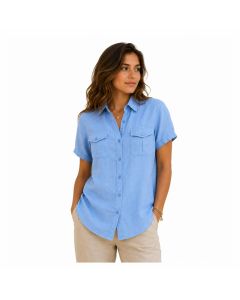 Tipos Lino Camicia Puro Lino Mezza Manica Donna