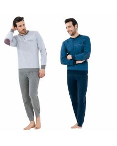 Il Granchio Pigiama 4005 in Caldo Cotone Interlock Maglia Incrociata Soffice Invernale Uomo