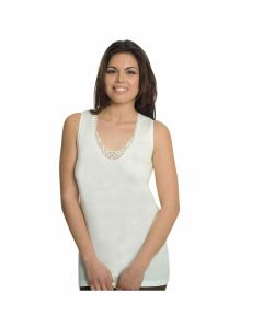Leable Set 3 Canottiere Lana Art 94 Modello a Spalla Larga in Lana e Cotone sulla Pelle Scollo Macrame Donna Taglie Forti Made in Italy