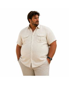 Tipos Camicia in Lino Manica Corta Taglie Forti Made In Italy Uomo