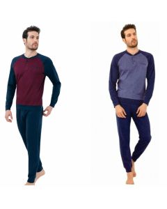 Il Granchio Pigiama 4001 in Caldo Cotone Interlock Trama Fitta Morbido Caldo Uomo