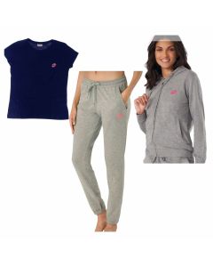 Lotto Completo 3 Pezzi con Pantalone 1017 Felpa 1019 e Tshirt 1011 OMAGGIO Estivo Cotone Donna