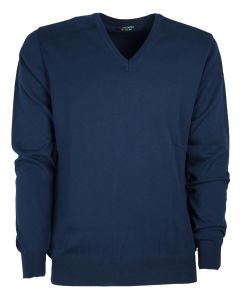 Pullover Uomo Manica Lunga Scollo a V 100% Cotone Re Del Mare Made in Italy Taglie Forti