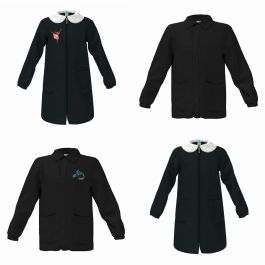 Grembiule Per Bambina Scuola Primaria - Modello Classico Nero Con Zip, Ricamato, Colletto Bianco Rimovibile, Taglia 10 Anni (140 Cm), SIGGI - 2
