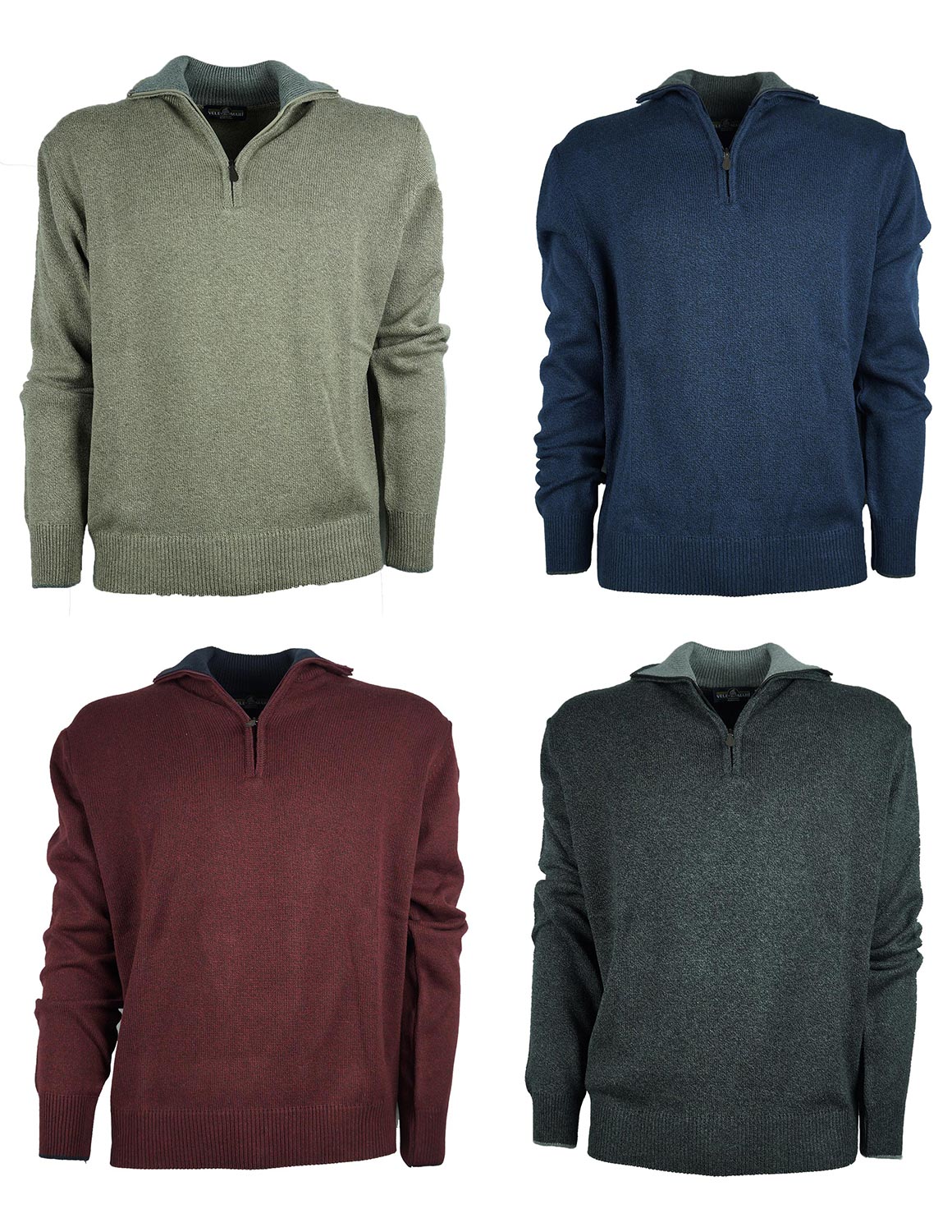 VELE DEI MARI Maglia Uomo Lana RASATA Pesante Zip Corta Art U7661 Made in Italy